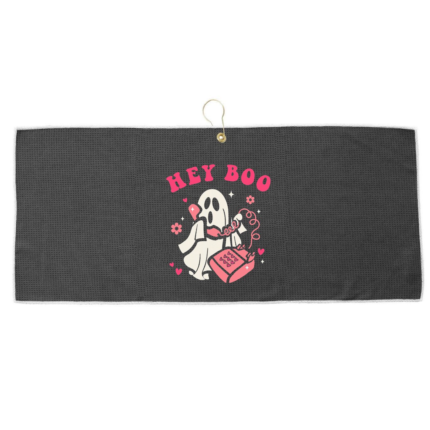 Hey Boo Ghost Halloween Large Microfiber Waffle Golf Towel
