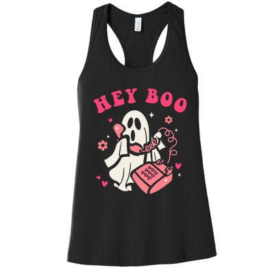 Hey Boo Ghost Halloween Women's Racerback Tank