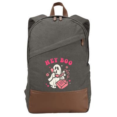 Hey Boo Ghost Halloween Cotton Canvas Backpack