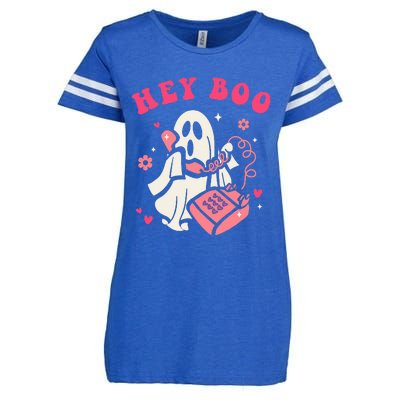 Hey Boo Ghost Halloween Enza Ladies Jersey Football T-Shirt