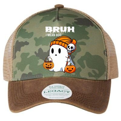 Halloween Bruh Ghost Boo Skull Pumpkin Legacy Tie Dye Trucker Hat