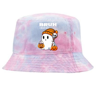 Halloween Bruh Ghost Boo Skull Pumpkin Tie-Dyed Bucket Hat