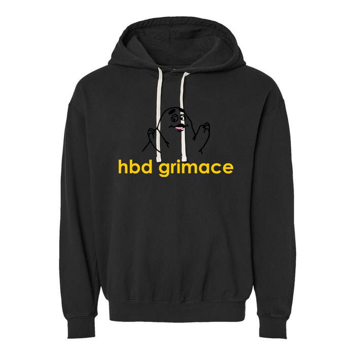 Happy Birthday Grimace HBD Funny Fast Food Meme Garment-Dyed Fleece Hoodie