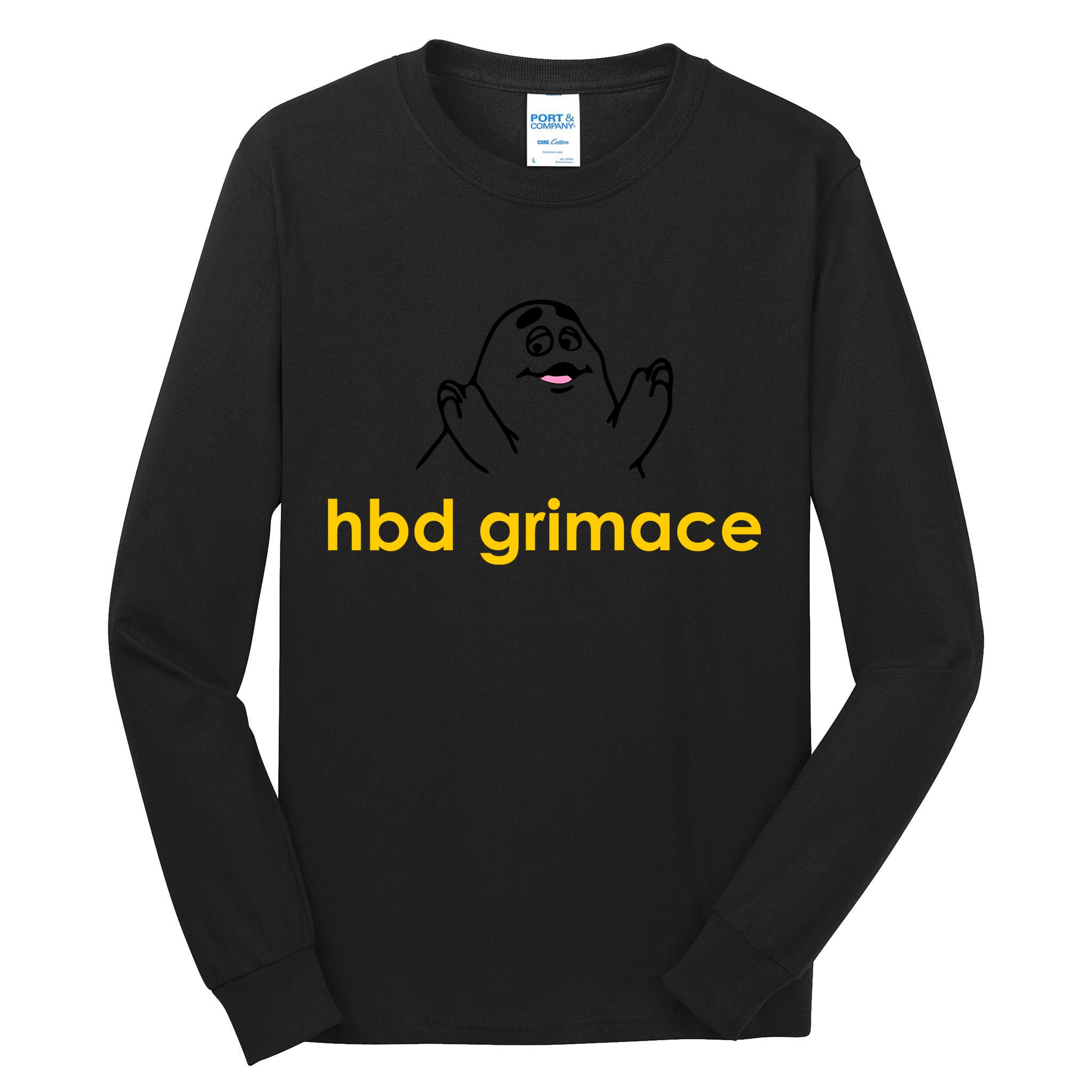 Happy Birthday Grimace HBD Funny Fast Food Meme Tall Long Sleeve T-Shirt
