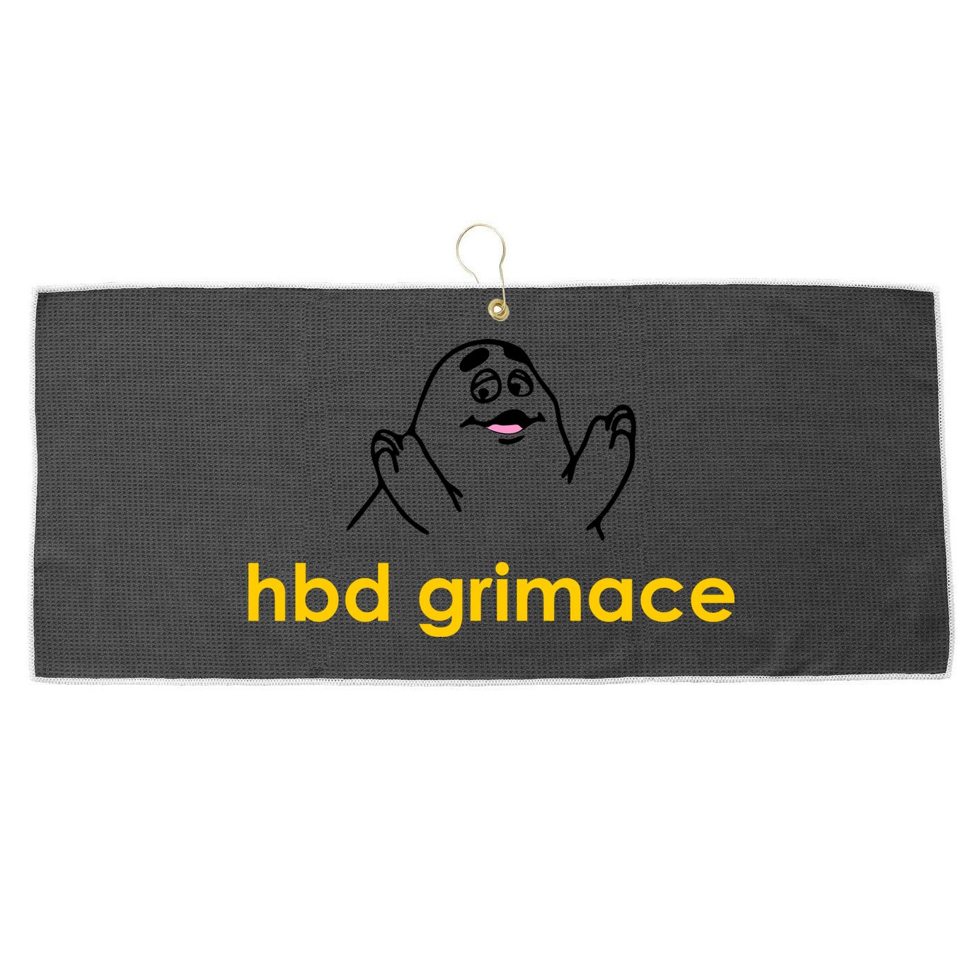 Happy Birthday Grimace HBD Funny Fast Food Meme Large Microfiber Waffle Golf Towel