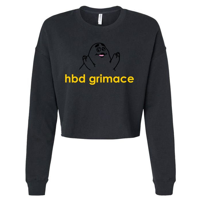 Happy Birthday Grimace HBD Funny Fast Food Meme Cropped Pullover Crew