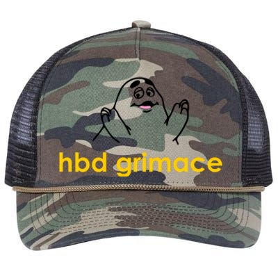 Happy Birthday Grimace HBD Funny Fast Food Meme Retro Rope Trucker Hat Cap