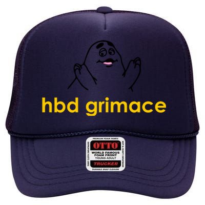 Happy Birthday Grimace HBD Funny Fast Food Meme High Crown Mesh Back Trucker Hat