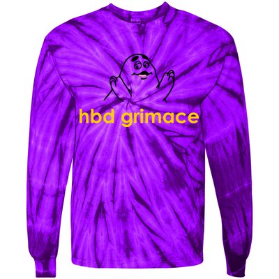 Happy Birthday Grimace HBD Funny Fast Food Meme Tie-Dye Long Sleeve Shirt