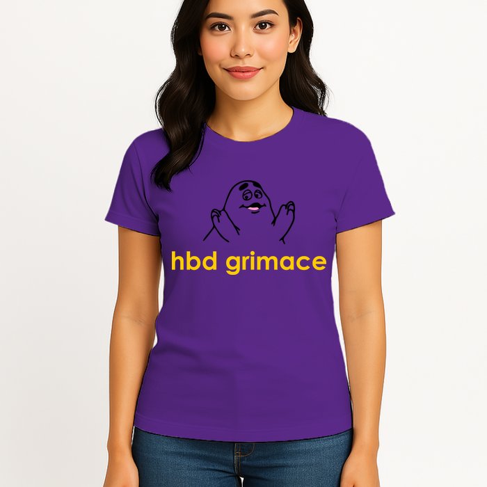 Happy Birthday Grimace HBD Funny Fast Food Meme Womens T-Shirt