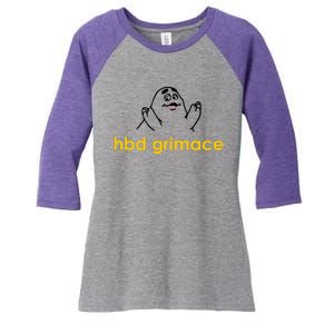 Happy Birthday Grimace HBD Funny Fast Food Meme Women's Tri-Blend 3/4-Sleeve Raglan Shirt