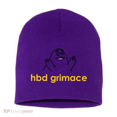 Happy Birthday Grimace HBD Funny Fast Food Meme Short Acrylic Beanie
