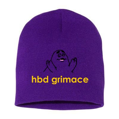 Happy Birthday Grimace HBD Funny Fast Food Meme Short Acrylic Beanie