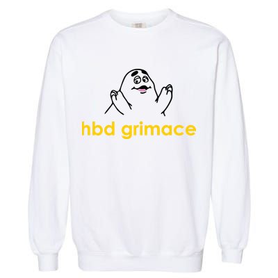 Happy Birthday Grimace HBD Funny Fast Food Meme Garment-Dyed Sweatshirt