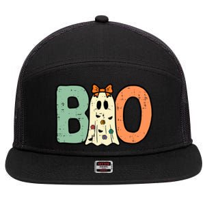 Halloween Boo Ghost Cute Costume 7 Panel Mesh Trucker Snapback Hat