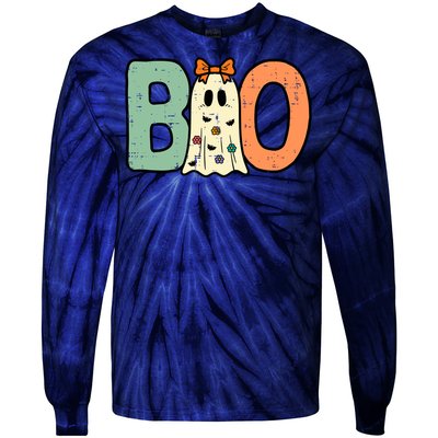 Halloween Boo Ghost Cute Costume Tie-Dye Long Sleeve Shirt