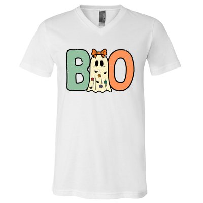 Halloween Boo Ghost Cute Costume V-Neck T-Shirt