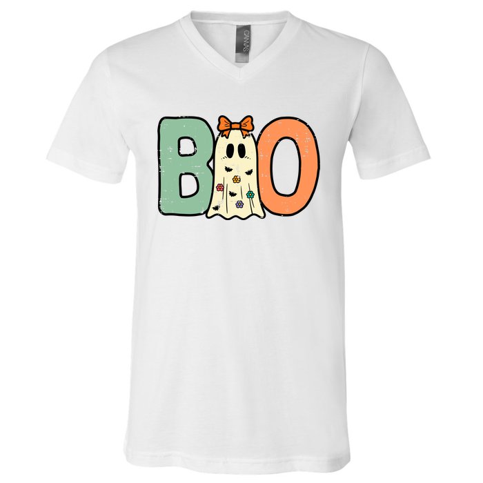 Halloween Boo Ghost Cute Costume V-Neck T-Shirt