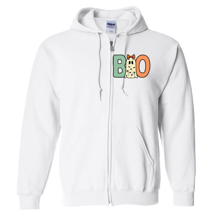 Halloween Boo Ghost Cute Costume Full Zip Hoodie