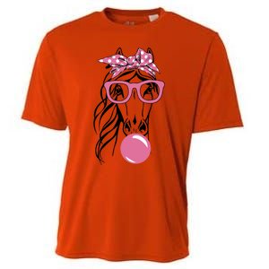 Horse Bandana Glasses Buble Gum For Horseback Riding Horse Cool Gift Cooling Performance Crew T-Shirt