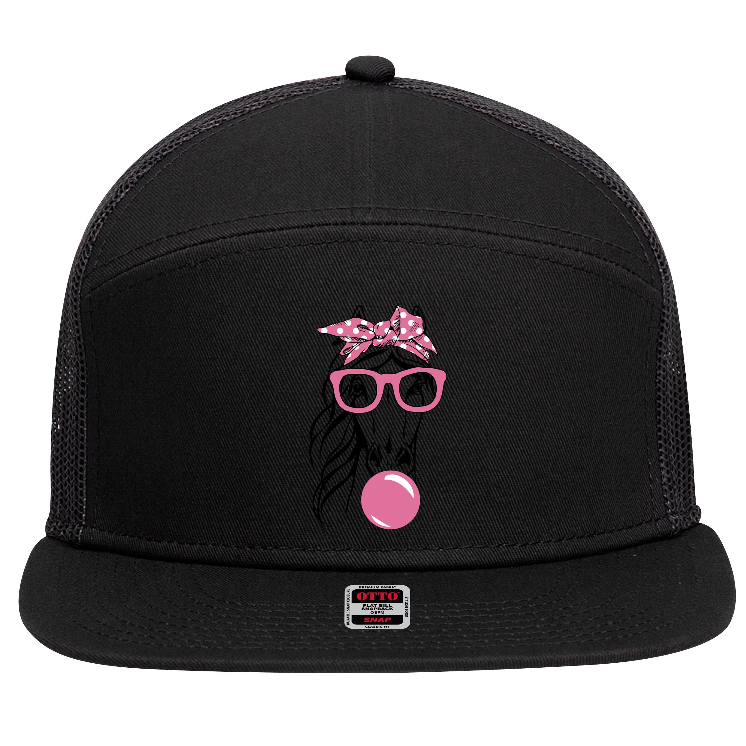 Horse Bandana Glasses Buble Gum For Horseback Riding Horse Cool Gift 7 Panel Mesh Trucker Snapback Hat