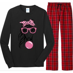 Horse Bandana Glasses Buble Gum For Horseback Riding Horse Cool Gift Long Sleeve Pajama Set