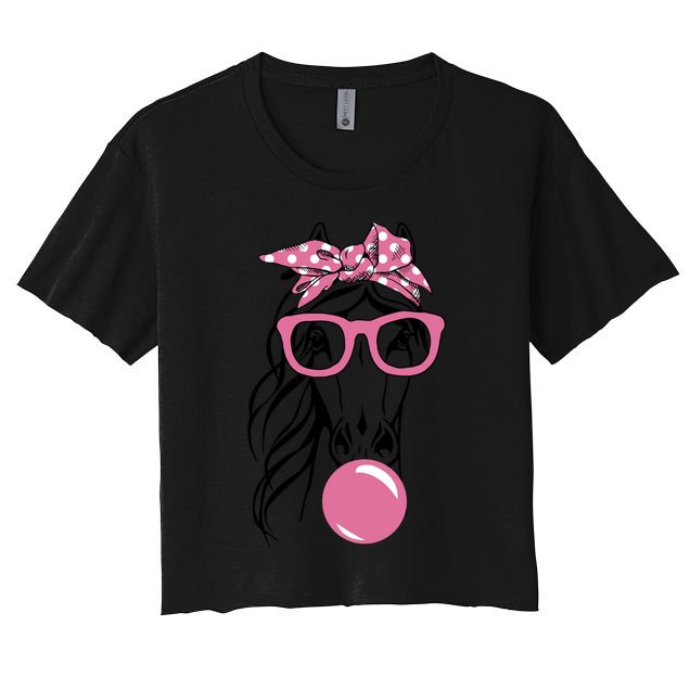 Horse Bandana Glasses Buble Gum For Horseback Riding Horse Cool Gift Crop Top