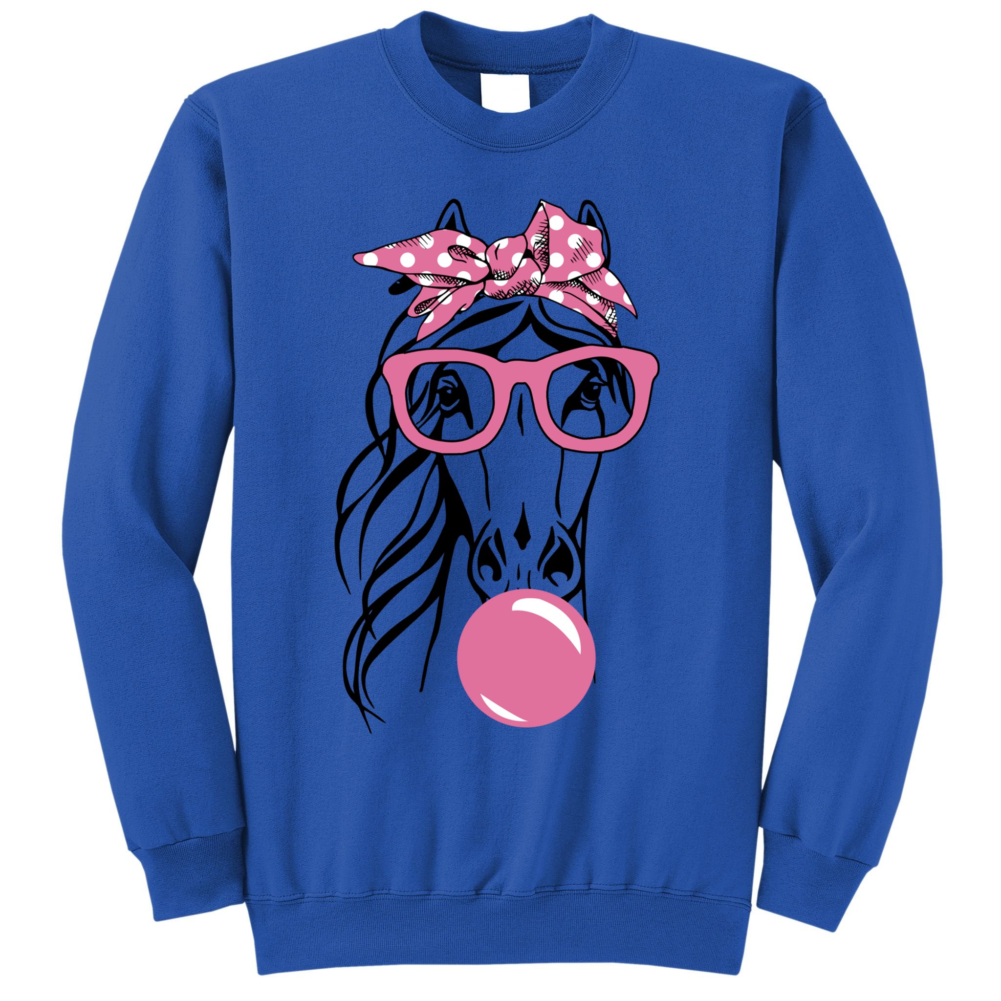 Horse Bandana Glasses Buble Gum For Horseback Riding Horse Cool Gift Sweatshirt
