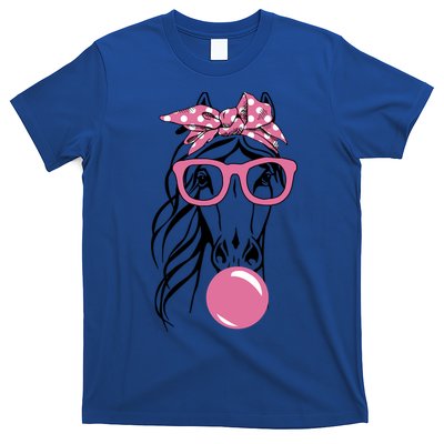 Horse Bandana Glasses Buble Gum For Horseback Riding Horse Cool Gift T-Shirt