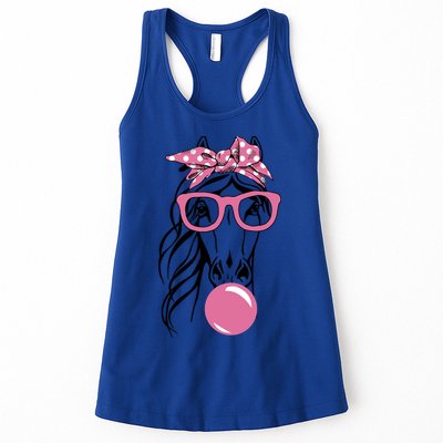 Horse Bandana Glasses Buble Gum For Horseback Riding Horse Cool Gift Womens Tank Top