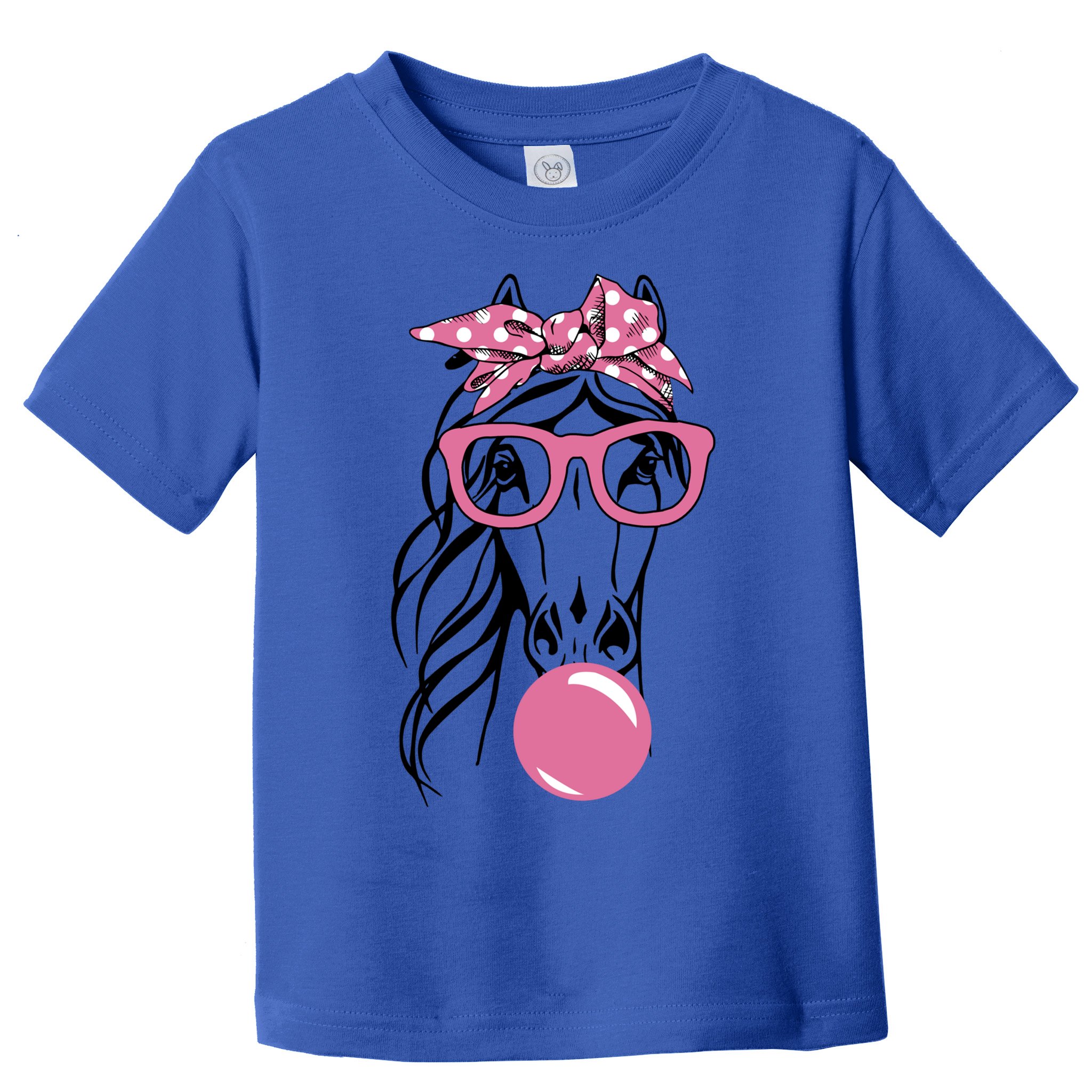 Horse Bandana Glasses Buble Gum For Horseback Riding Horse Cool Gift Toddler T-Shirt