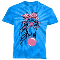 Horse Bandana Glasses Buble Gum For Horseback Riding Horse Cool Gift Kids Tie-Dye T-Shirt