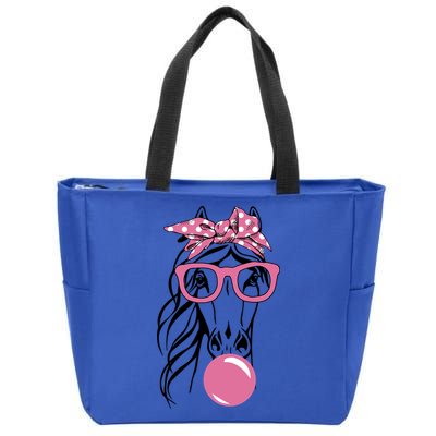 Horse Bandana Glasses Buble Gum For Horseback Riding Horse Cool Gift Zip Tote Bag