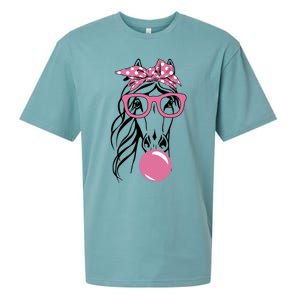 Horse Bandana Glasses Buble Gum For Horseback Riding Horse Cool Gift Sueded Cloud Jersey T-Shirt