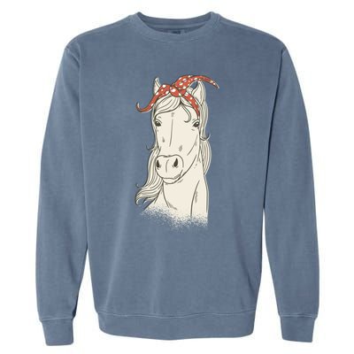 Horse Bandana Graphics Horseback Riding Funny Horse Lover Great Gift Garment-Dyed Sweatshirt