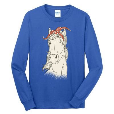 Horse Bandana Graphics Horseback Riding Funny Horse Lover Great Gift Tall Long Sleeve T-Shirt