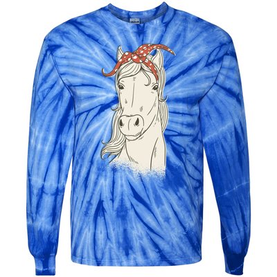 Horse Bandana Graphics Horseback Riding Funny Horse Lover Great Gift Tie-Dye Long Sleeve Shirt