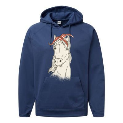 Horse Bandana Graphics Horseback Riding Funny Horse Lover Great Gift Performance Fleece Hoodie