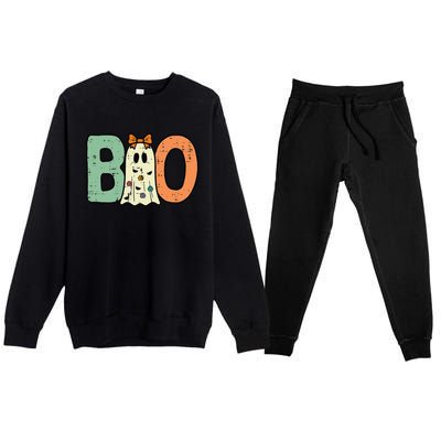 Halloween Boo Ghost Cute Premium Crewneck Sweatsuit Set