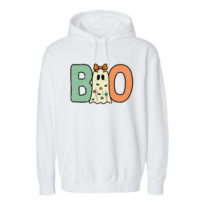 Halloween Boo Ghost Cute Garment-Dyed Fleece Hoodie