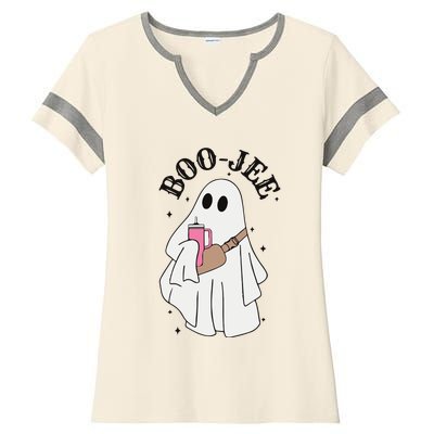 Halloween Boo Ghost Spooky Season Ladies Halftime Notch Neck Tee