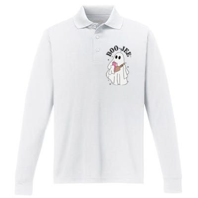 Halloween Boo Ghost Spooky Season Performance Long Sleeve Polo