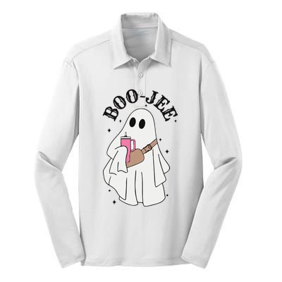 Halloween Boo Ghost Spooky Season Silk Touch Performance Long Sleeve Polo