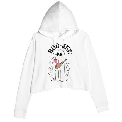 Halloween Boo Ghost Spooky Season Crop Fleece Hoodie