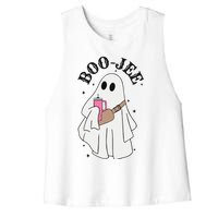 Halloween Boo Ghost Spooky Season Women's Racerback Cropped Tank