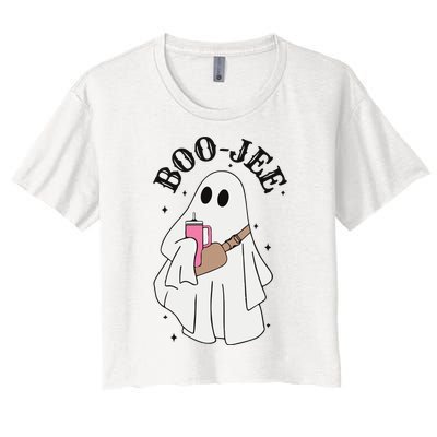 Halloween Boo Ghost Spooky Season Women's Crop Top Tee