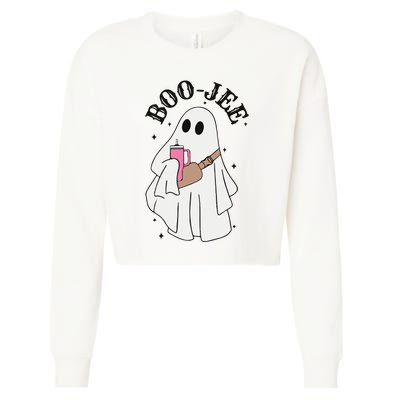 Halloween Boo Ghost Spooky Season Cropped Pullover Crew