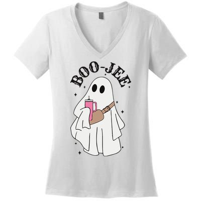 Halloween Boo Ghost Spooky Season Women's V-Neck T-Shirt