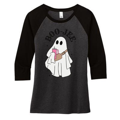 Halloween Boo Ghost Spooky Season Women's Tri-Blend 3/4-Sleeve Raglan Shirt