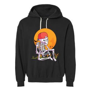 Halloween Boy Gamer Gaming Skeleton Boy Garment-Dyed Fleece Hoodie